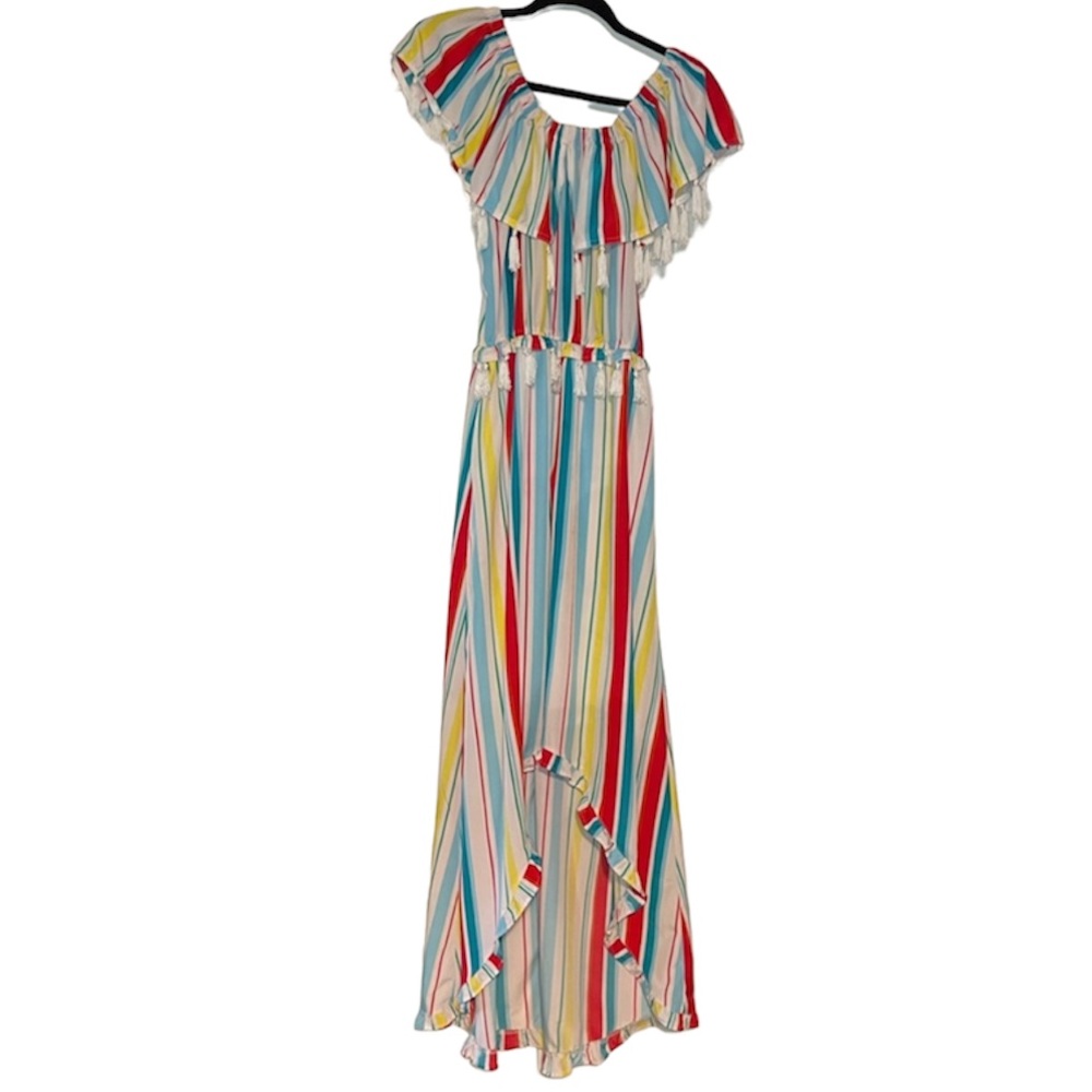 XOXO Multi-Color Striped High-Low Maxi Dress